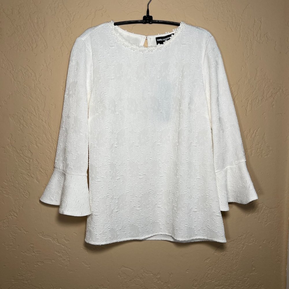 ❣️ NWT ❣️Karl Lagerfeld Paris White Blouse Size XS - Picture 3 of 7